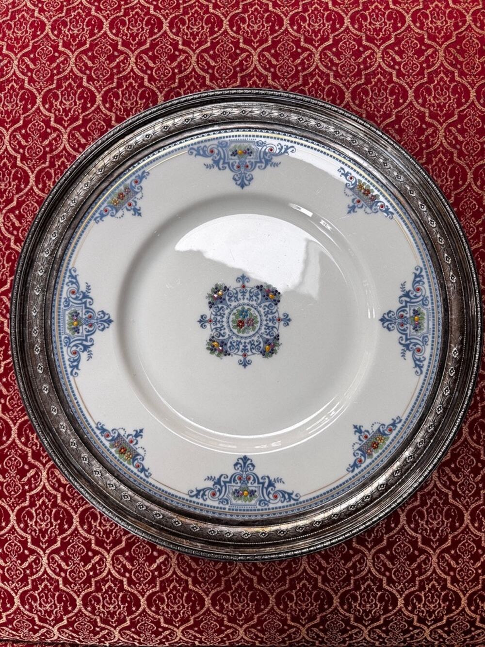 Vintage Lenox Maryland 12" Chop Plate Round Platter Sterling Silver Rim China